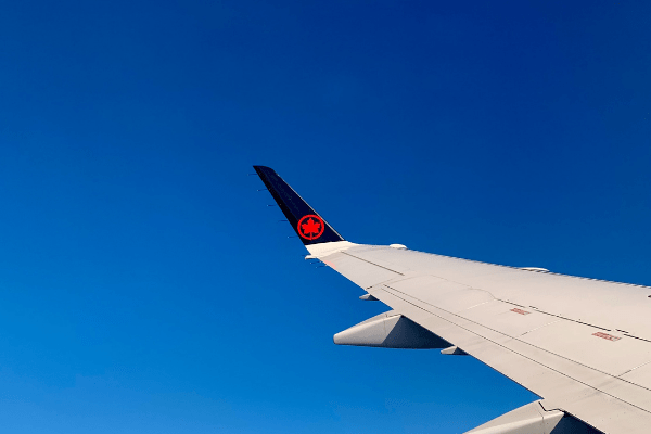 picture of an AirCanada airplane wing